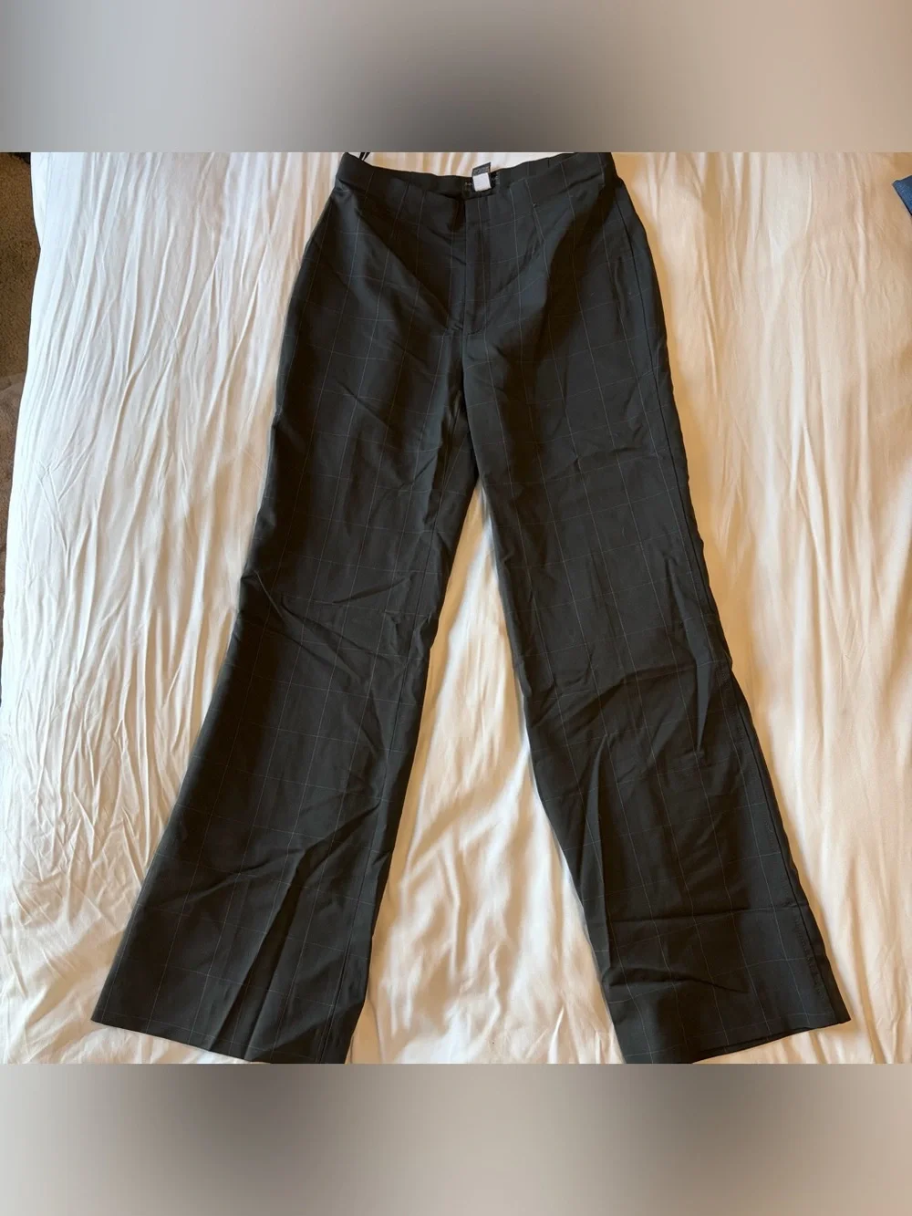 Banana Republic Black Windowpane Wide-Leg Dress Pants